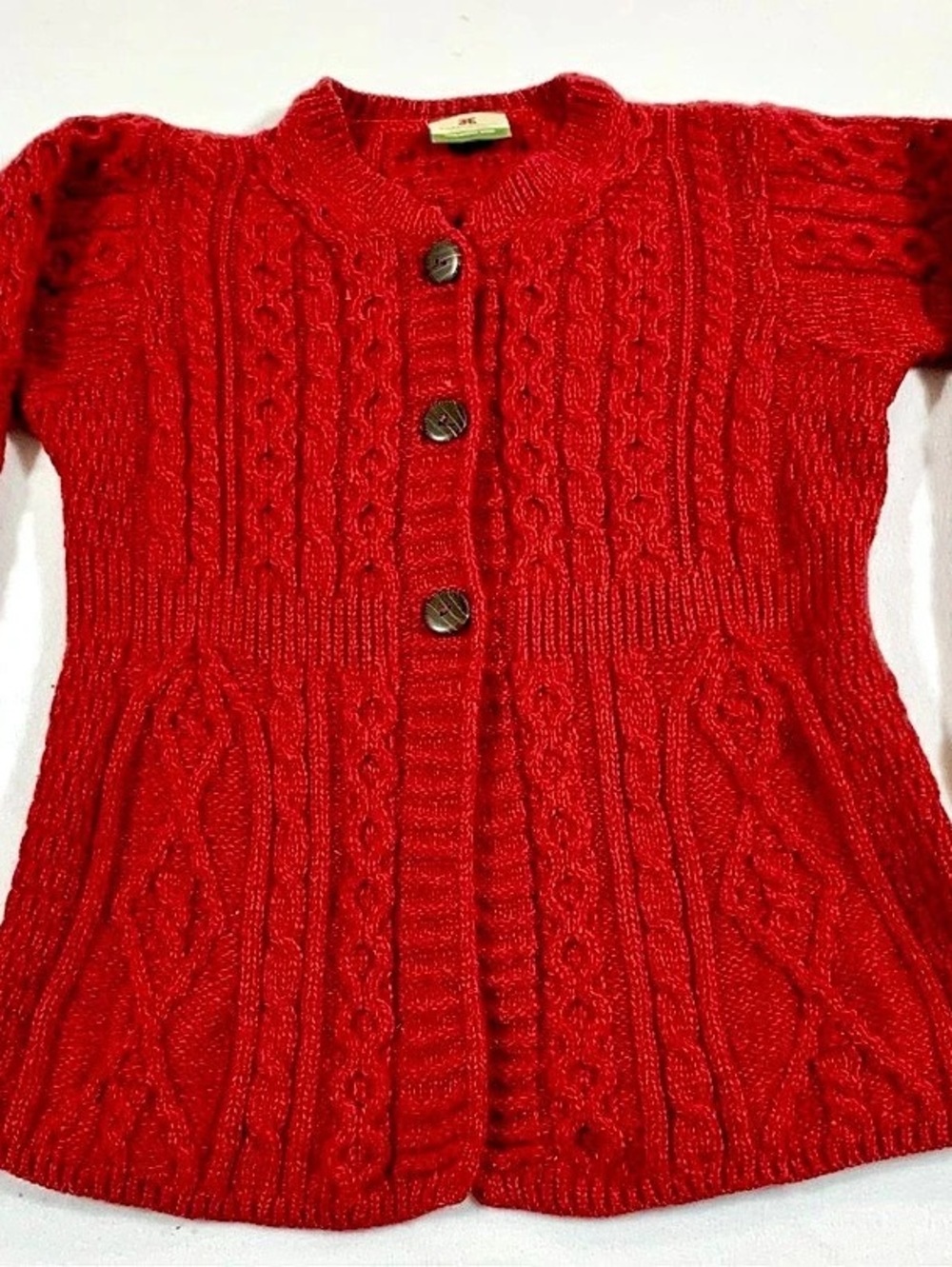 Carraig Donn Red Merino Wool Cardigan Women’s Size Small